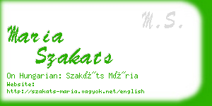 maria szakats business card